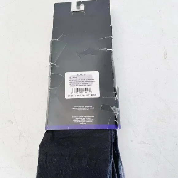 NEW Womens Apt. 9 Assorted Trouser Socks 6 Pairs Black Gray NWT - Picture 3 of 4